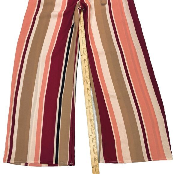 See You Monday Wide Leg Pants Womens Size Small Stripped Paperbag Tie Front Pant - Picture 9 of 12